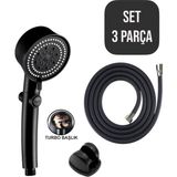 Cocovia Lüx Turbo Duş Seti | 5 Fonksiyonlu Pervaneli Duş Başlığı + Mafsal +Yüksek Kalite Pvc Hortum
