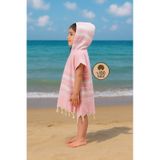 Çocuk 7-8 Yaş Bornoz Panço %100 Pamuk Plaj Havlusu Peştamal Pembe