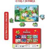 Çocuk Akademi Dinozorlar Puzzle 24 Parça 3+ Yaş Eğitici ve Zeka Geliştirici Oyun
