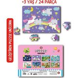 Çocuk Akademi Unicorn Temalı 24 Parça Puzzle 3+ Yaş Eğlenceli ve Eğitici Oyun