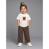 Çocuk Amsterdam Baskılı Tişört Leopar Desenli Pantolon 2’li Takım - Beyaz - 5 - 6 Yaş