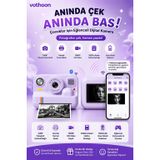 Çocuk Anında Baskılı Fotoğraf Makinesi 16MP Dijital Kamera 1080P Video WiFi Telefon Destekli Mor