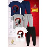 Çocuk Ataturk Kırmızı Ay Yıldızlı Sıyah Baskılı 3lü Tişort Eşofman Takımı - 3 - 4 Yaş - Beyaz - Gri - Lacivert
