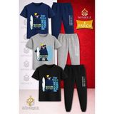 Çocuk Ayıcık Sıyah Surf Sapka Baskılı 3lü Tişort Eşofman Takımı - 3 - 4 Yaş - Siyah - Gri - Lacivert