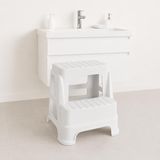 Çocuk Basamak Taburesi 2 Katlı Kaydırmaz, Bebek Tuvalet Eğitimi ve Banyo Lavabo Basamağı, Çocuklar İçin Plastik Pratik Yükseltici Tabure (beyaz)
