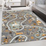Çocuk Bebek Odası Eğitici Oyun Halısı | Yıkanabilir Kaymaz Taban Çocuk Halısı | Oyun Matı Kreş Halısı | Bebek Playmat Halı | Çocuklar Erkek Kız Çocuk Odası Ev Dekorasyonu (Gri, 100 x 160 cm)
