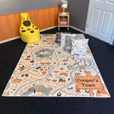 Çocuk Bebek Odası Eğitici Oyun Halısı | Yıkanabilir Kaymaz Taban Çocuk Halısı | Oyun Matı Kreş Halısı | Bebek Playmat Halı | Çocuklar Erkek Kız Çocuk Odası Ev Dekorasyonu (Krem, 160 x 240 cm)