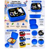 Çocuk Beslenme Kutusu Kilitli 2 Bölmeli BPA İçermez Lunch Box Okul Beslenme Kabı Uzay Temalı Plastik