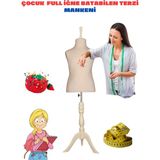 Çocuk Beyaz Kumaşlı Beyaz Üç Ayaklı 4 Yaş Terzi Mankeni Prova Mankeni Vitrin Mankeni