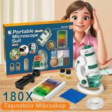 Çocuk Bilim Deney Mikroskobu 60–180x | Işıklı Mini Mikroskop (Mobil Uyumlu)