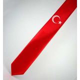 Çocuk Boy Ay-Yıldız Baskılı Saten Kırmızı Kravat - CK-27