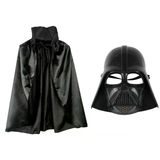 Çocuk Boy Yıldız Savaşları Wars Darth Vadet Maskesi 90 Cm Pelerin Seti Siyah (5047)