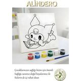 Çocuk Boyama Tuval Seti Kuromi Kitap 6 Lı Akrilik Boya + Fırça + Hazır Görsel Tuval (20X20 )
