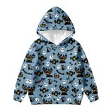 Çocuk Cadılar Bayramı Kapüşonlu Kazak Karikatür Baskı Uzun Kollu Erkek Kız Sweatshirt Kazak Çocuk 1 14 Yaş Kostüm, Mavi, 5-6 Yaş