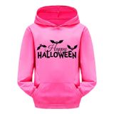 Çocuk Cadılar Bayramı Uzun Kollu Çizgi Film Baskılı Sıcak Kapüşonlu Kazak Sweatshirt Üst Erkek Kız Çocuk Kostümü, sıcak gül rengi, 3-4 Yaş