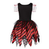 Çocuk Cosplay Kostümü Cadılar Bayramı Rol Oyunu Rock Üç Parçalı Set Korsan Jack Sparrow Giysisi Takım Çocuk 3 10 Yaş, Kırmızı, XL