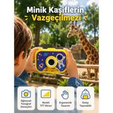 Çocuk Dijital Kamera Hd Fotoğraf ve Video Çekimi 2.0 Inç Tft Ekran Type-C Şarjlı Mini Tripodl - Renkli