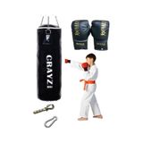 Çocuk Dolu Boks Kum Torbası + Çocuk Boks Eldiveni Set 70x25 siyah