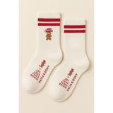 Çocuk Ginger Breadman Yılbaşı Soket Çorap Beyaz - 5 - 8