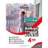 Çocuk Güvenlik Filesi – 2.5m Yükseklik | Balkon Filesi | 4mm Ip, 5x5 cm Göz Aralığı + Montaj Seti (Beyaz) - 2.5x7 m