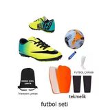 Çocuk Halı Saha Ayakkabısı Ve Full Futbol Seti - İsimli Çanta, Top, Tekmelik, Çorap, Pompa