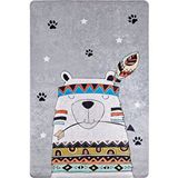 Çocuk Halısı Ve Bebek Halısı Yıkanabilir Kaymaz Taban Gri Dijital Baskı Halı Hc015 Pembe