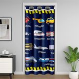 Çocuk İtfaiye Aracı Kapı Perdesi Kapı Perdesi Gizlilik Polis Arabası 30%-50% Oda Karartma Perdesi 86x203cm Uçak Odası Bölücü Perde Örtüsü Tren Mavi Tema Pencere Uygulamaları