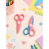 Çocuk Kağıt Makası 2’Li Set – Güvenli Uçlu Renkli Makas - Pembe & Mavi-Pembe
