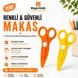 Çocuk Kağıt Makası 2’Li Set – Güvenli Uçlu Renkli Makas - Sarı & Turuncu