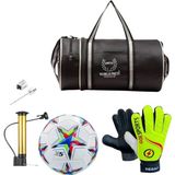 Çocuk Kaleci Eldiveni Silindir Spor Çanta Futbol Topu Pompa Hediyeli - Sarı
