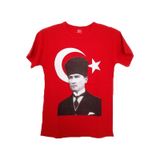 Çocuk Kalpaklı Ay Yıldızlı Atatürk Tişörtü Pamuklu Unisex Model