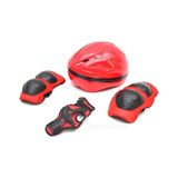 Çocuk Kask Dizlik Dirseklik Eldiven Koruyucu Set 7 Parça Kırmızı