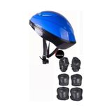 Çocuk Kask Dizlik Dirseklik Ellik Set 7 Parça Scooter Bisiklet Paten Kaykay Koruyucu Set - Mavi