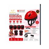 Çocuk Kaskı Ve Dizlik, Dirseklik Eldiven Set Kırmız/Kırmızısiyah