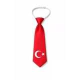 Çocuk Kırmızı Türk Bayrağı Desenli Lastikli Kravat Ayarlanabilir Unisex