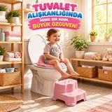 Çocuk Klozet Adaptörü Kulplu Kaymaz Tuvalet Eğitim Aparatı Ergonomik ve Taşınabilir Çocuk Klozet Oturağı - Pembe