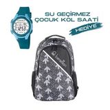 Çocuk Kol Saati Hediyeli Benetton Büyük Kapasiteli Çocuk Okul Çantası B.NT.037039