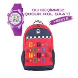 Çocuk Kol Saati Hediyeli Benetton Büyük Kapasiteli Çocuk Okul Çantası B.NT.03766