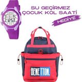 Çocuk Kol Saati Hediyeli Benetton Büyük Kapasiteli Çocuk Okul Çantası B.NT.03789