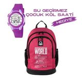 Çocuk Kol Saati Hediyeli Benetton Büyük Kapasiteli Çocuk Okul Çantası B.NT.03834
