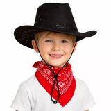 Çocuk Kovboy Şapka Siyah & Kırmızı Bandana Seti