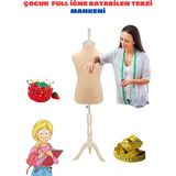 Çocuk Krem Kumaşlı Beyaz Üç Ayaklı 1 Yaş Terzi Mankeni Prova Mankeni Vitrin Mankeni