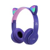 Çocuk Kulaklığı, Kedi Kulağı LED Işıklı Bluetooth 5.0 Katlanabilir Kablosuz Oyun Kulaklığı, Çocuklar Yetişkinler için, Rahat Dahili Mikrofon, Gürültü Önleyici Kulak Üstü Kulaklıklar (Mor)