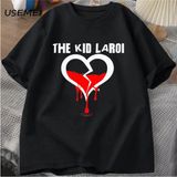 Çocuk Laroi T Shirt Pamuk Kısa Kollu O Boyun Tshirt Erkekler Streetwear Boy T-Shirt Erkek Kıs - Siyah