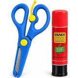 Çocuk Makası Lacivert – Korumalı Küt Uçlu Yaylı Bıçaklı Makas ve 9 gr Stick Yapıştırıcı Seti