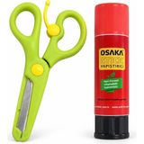 Çocuk Makası Yeşil – Korumalı Küt Uçlu Yaylı Bıçaklı Makas ve 9 gr Stick Yapıştırıcı Seti