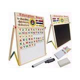 Çocuk Manyetik Yazı Tahtası Ahşap Eğitim Türkçe Matematik Öğrenme Full Set - Çok Renkli