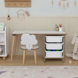 Çocuk Masa Sandalye Takımı 90X45 cm 3 Sepetli Çocuk Çalışma Masası Aktivite Masası - Bulut