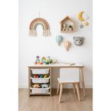 Çocuk Masa Sandalye Takımı 90x45 Cm 3 Sepetli Çocuk Çalışma Masası Aktivite Masası Yaz-sil Beyaz