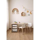 Çocuk Masa Sandalye Takımı 90x45 Cm 3 Sepetli Çocuk Çalışma Ve Aktivite Masası Yaz-sil,2 Sandalyeli Beyaz